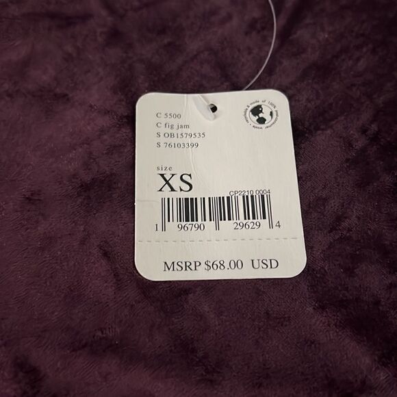 Free People Intimately Fig Jam All Night Velvet Tunic Women's Size XS NWT - Picture 8 of 12